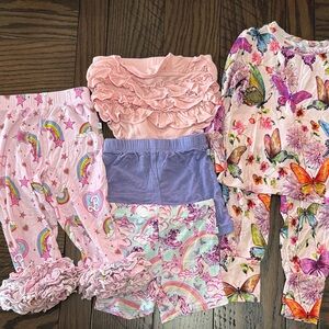 Posh Peanut 6-12 M Baby Girl Lot; Barbie, Unicorns, Butterfly prints